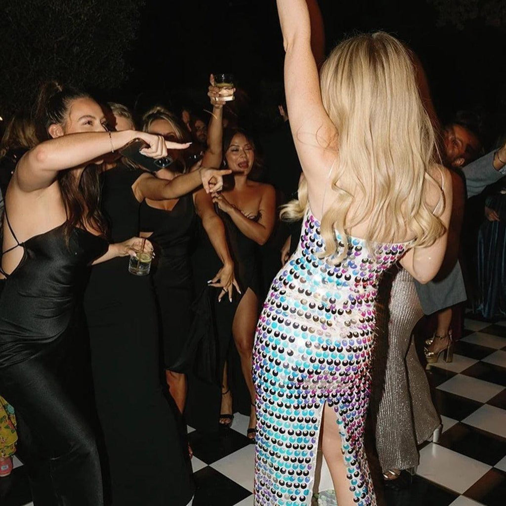 Ariel's Embrace White Sequined Midi Dress