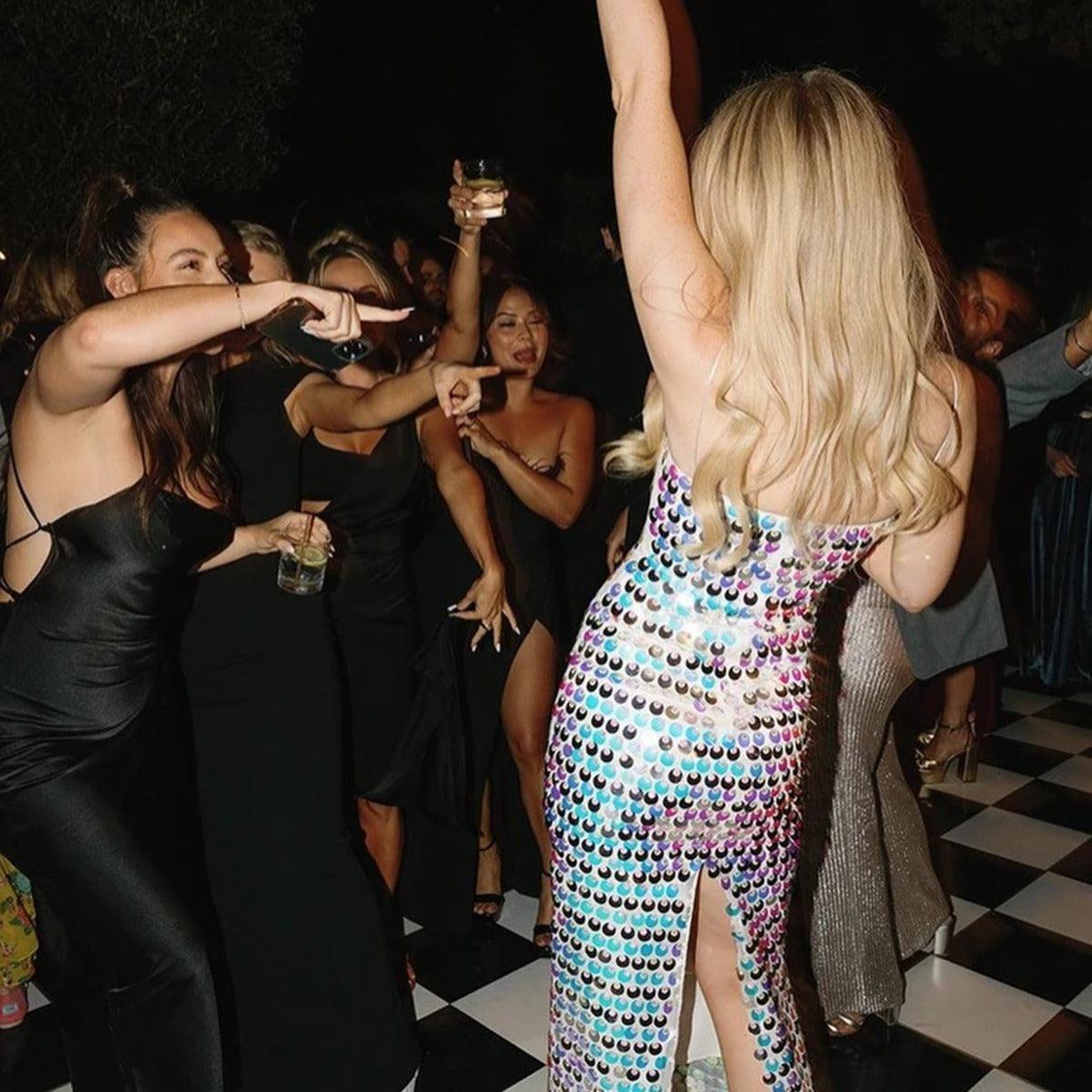 Ariel's Embrace White Sequined Midi Dress