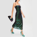Ariel's Embrace Green Sequined Midi Dress