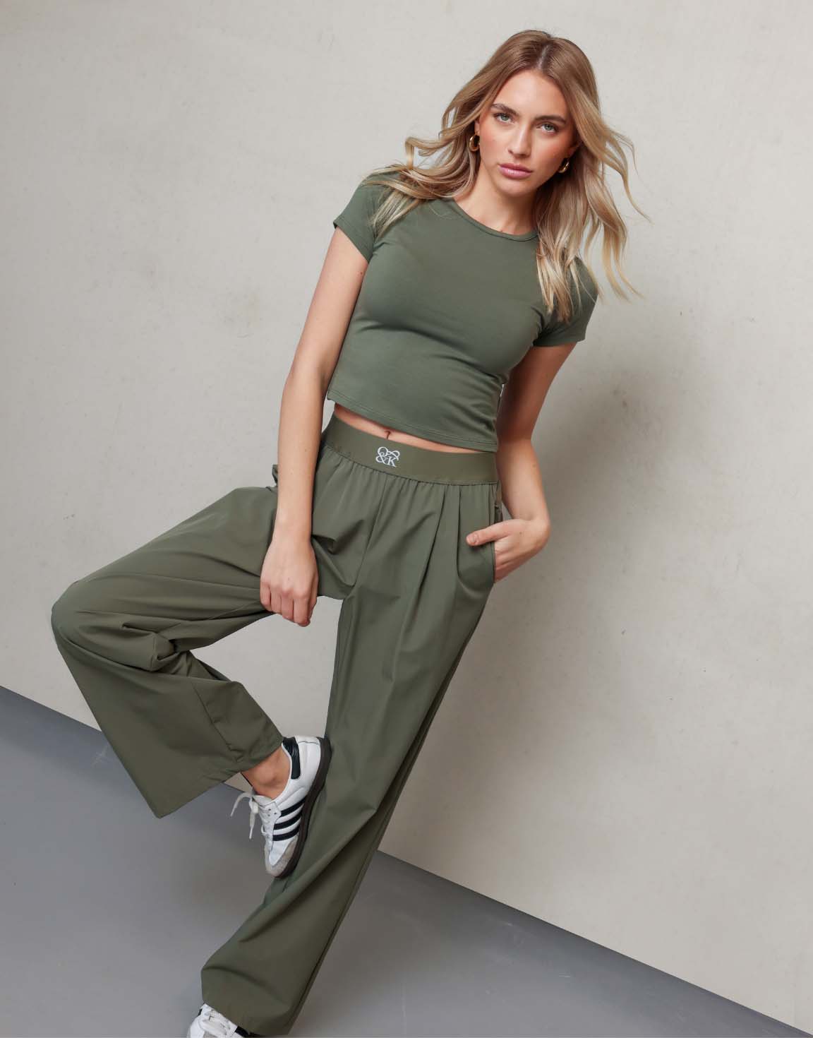 Army Groene O&K Elastische Wijde Pijpen - Broek
