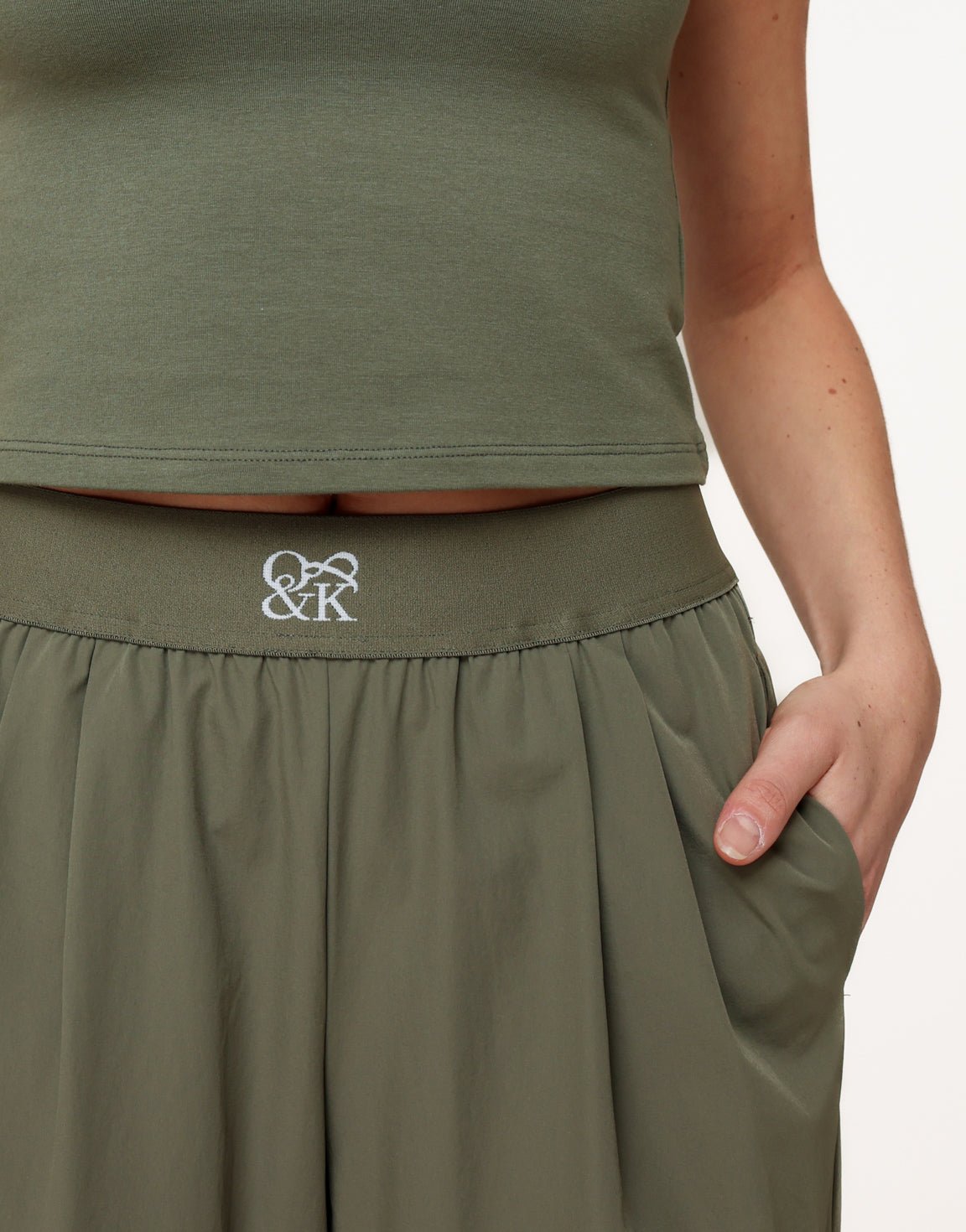 Army Groene O&K Elastische Wijde Pijpen - Broek