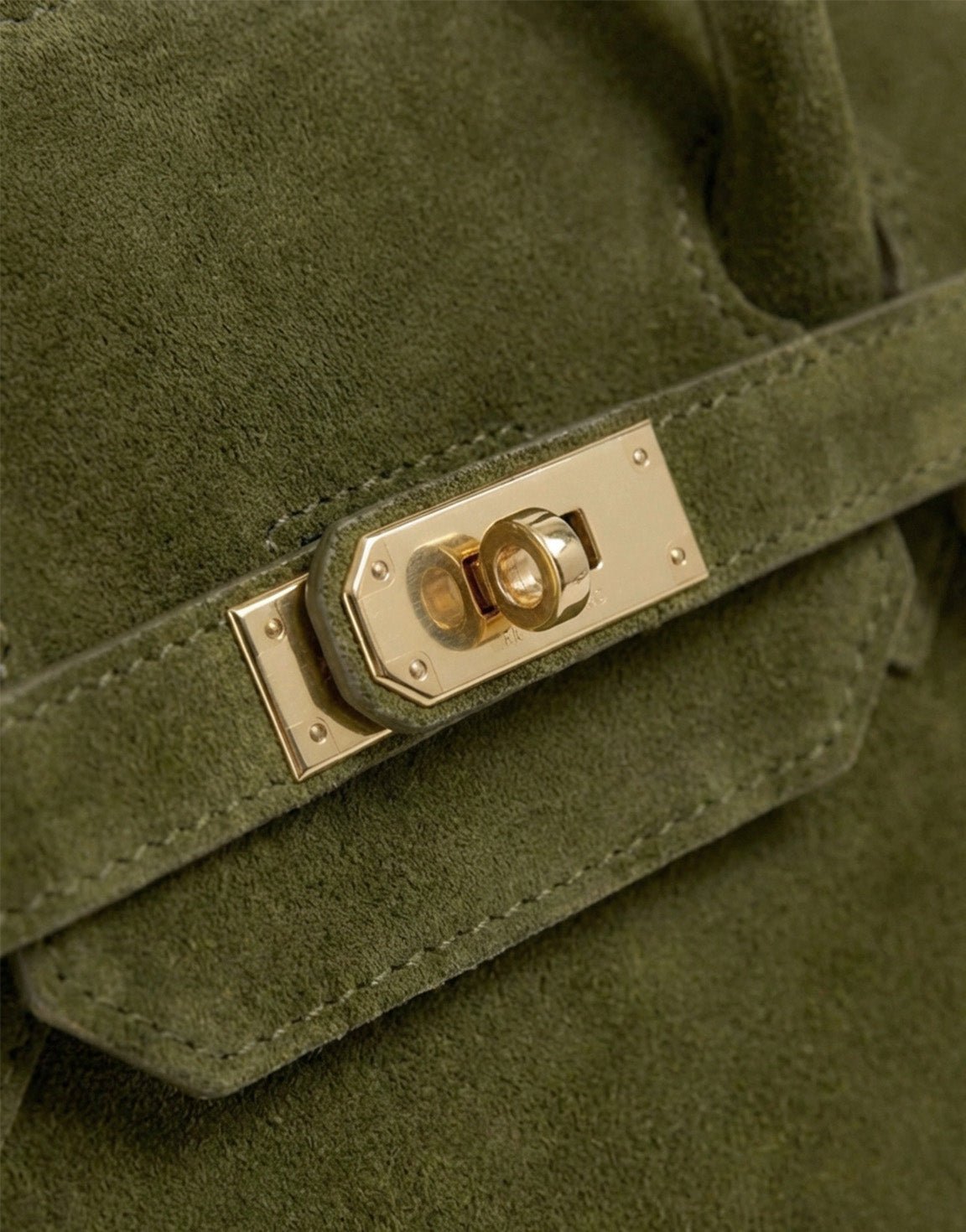 Army Groene Suede Grote Gouden Detail - Tas