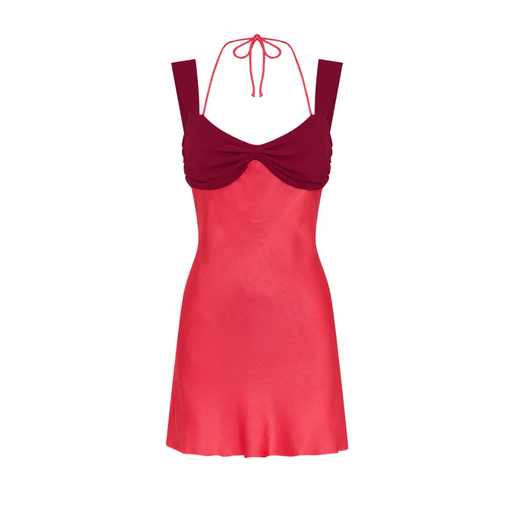 Aset Contrast Satin Red Mini Dress