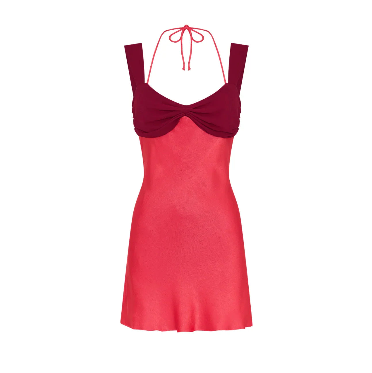 Aset Contrast Satin Red Mini Dress