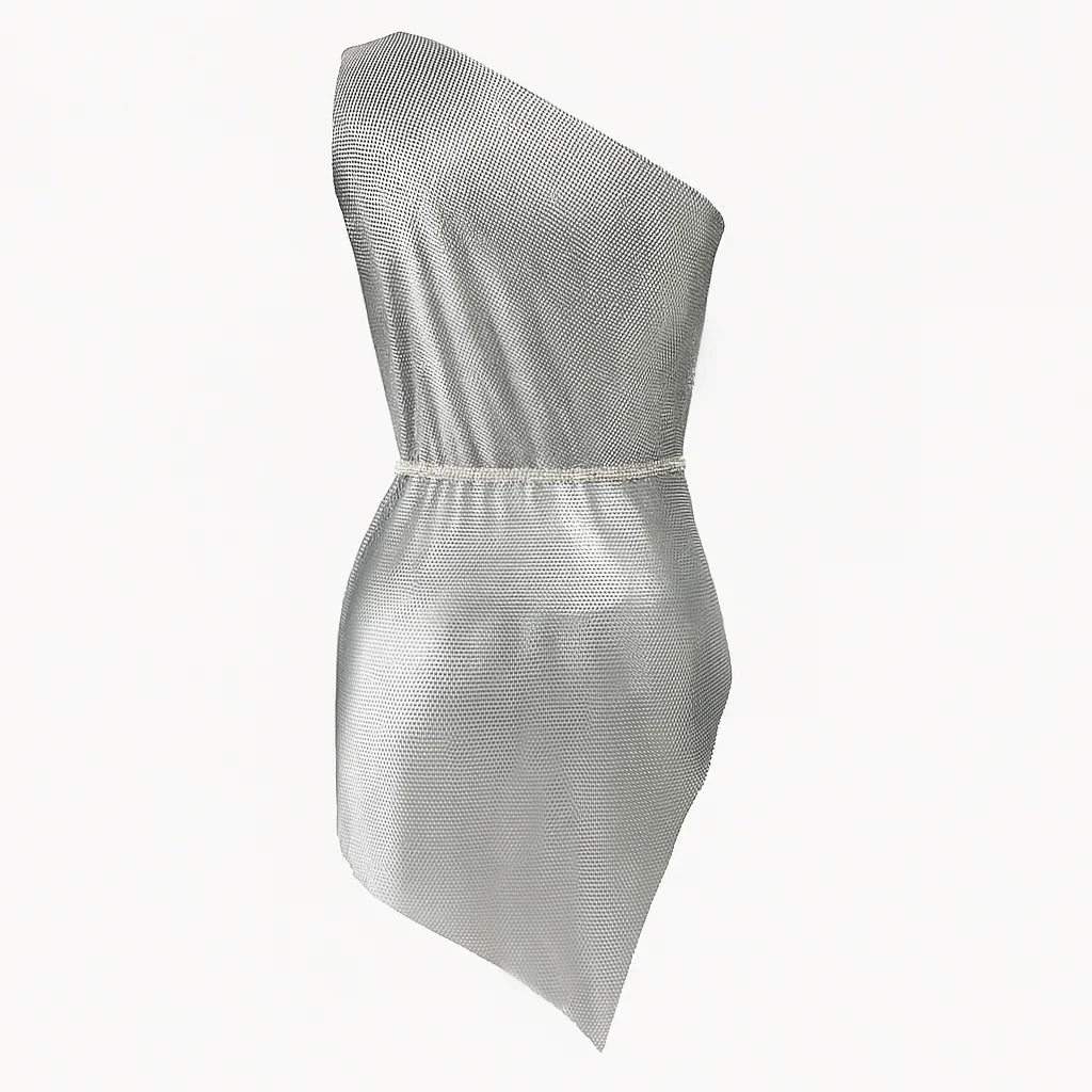 Athena Chainmail One-Shoulder Mini Dress