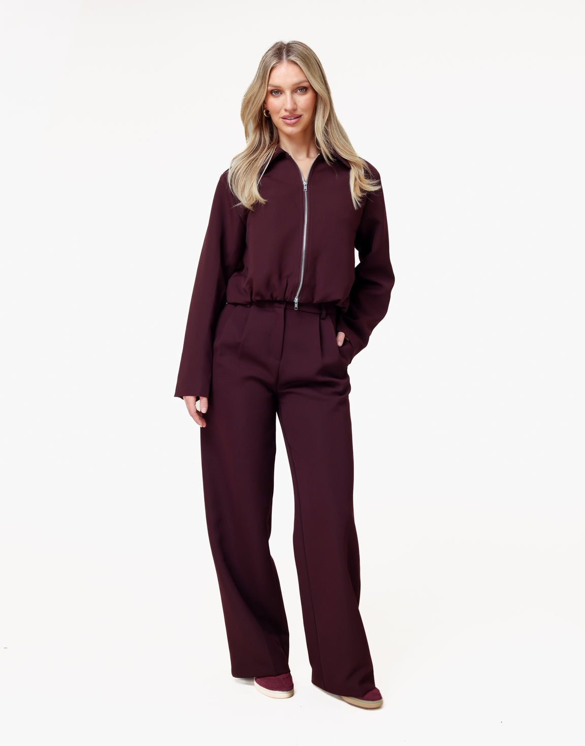 Aubergine Premium Wijde - Pantalon