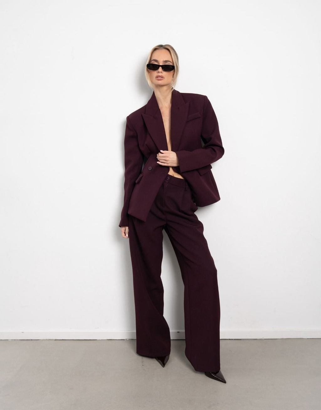 Aubergine Premium Wijde - Pantalon