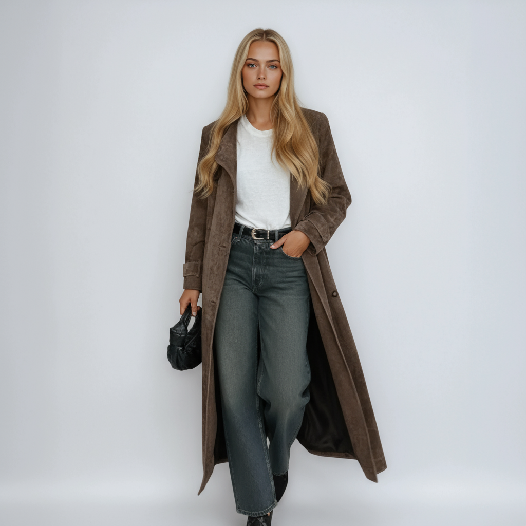 Emery Faux Suede Trench Coat