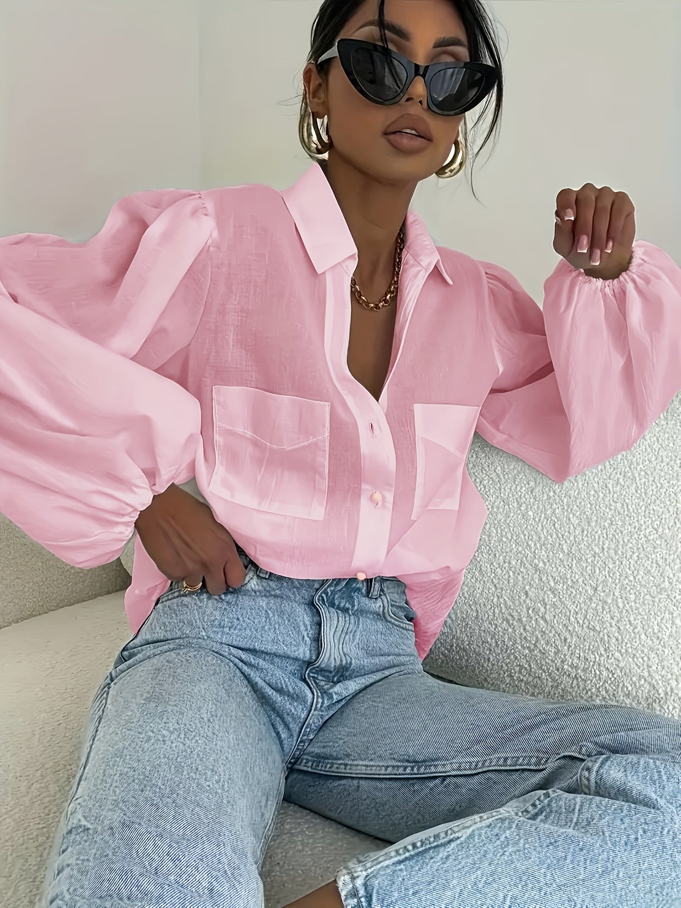 Elegant SemiSheer Button Shirt Summer Comfort