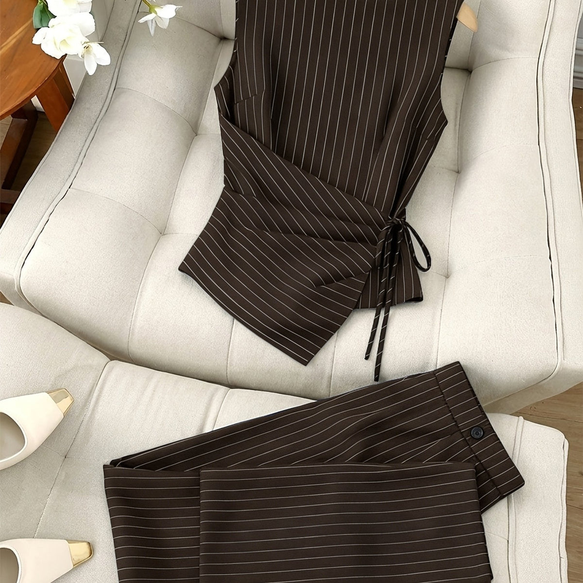 Striped Two-Piece Wide-Leg Set