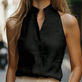 Linen Stand-Up Collar Vest