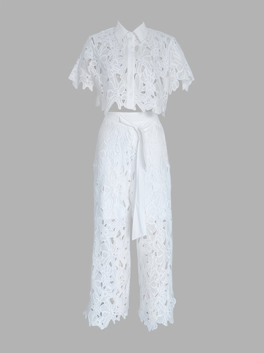 Elegant Hollow Lace Blouse Chic Womens Fashion