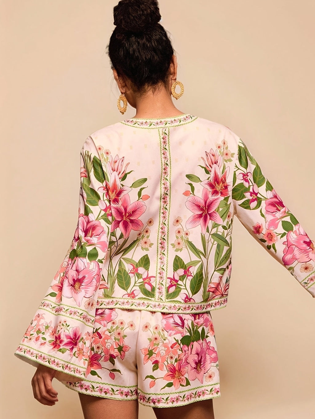 Chic Holiday Print Shirt  Shorts Set