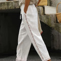 Chic Lace Patchwork Solid Ankle Pants