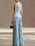 Aria | Pinstripe Sleeveless Vest Wide-Leg Trouser Set