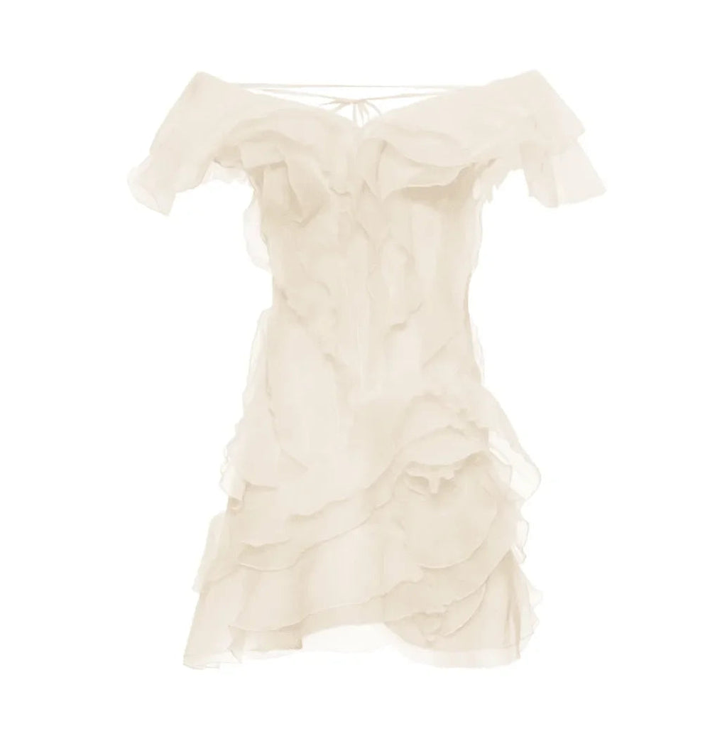 Because Of You Ruffle Layers Ivory Mini Dress