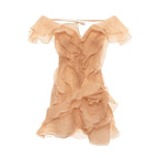 Because Of You Ruffle Layers Beige Mini Dress