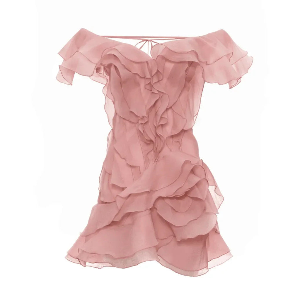 Because Of You Ruffle Layers Pink Mini Dress