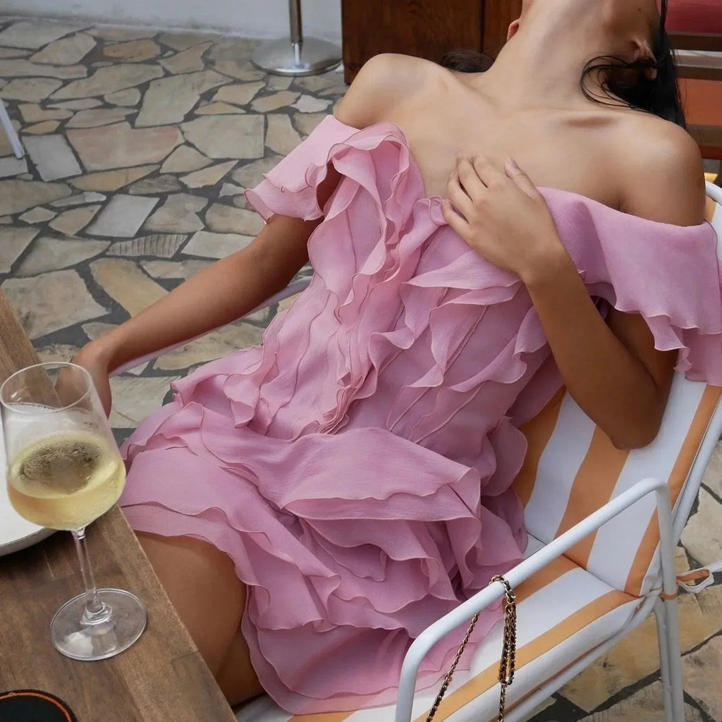 Because Of You Ruffle Layers Pink Mini Dress