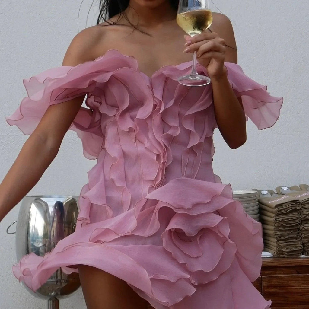 Because Of You Ruffle Layers Pink Mini Dress
