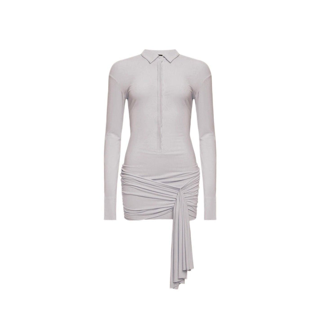 Bets Are Off Long Sleeve Shirt Gray Mini Dress