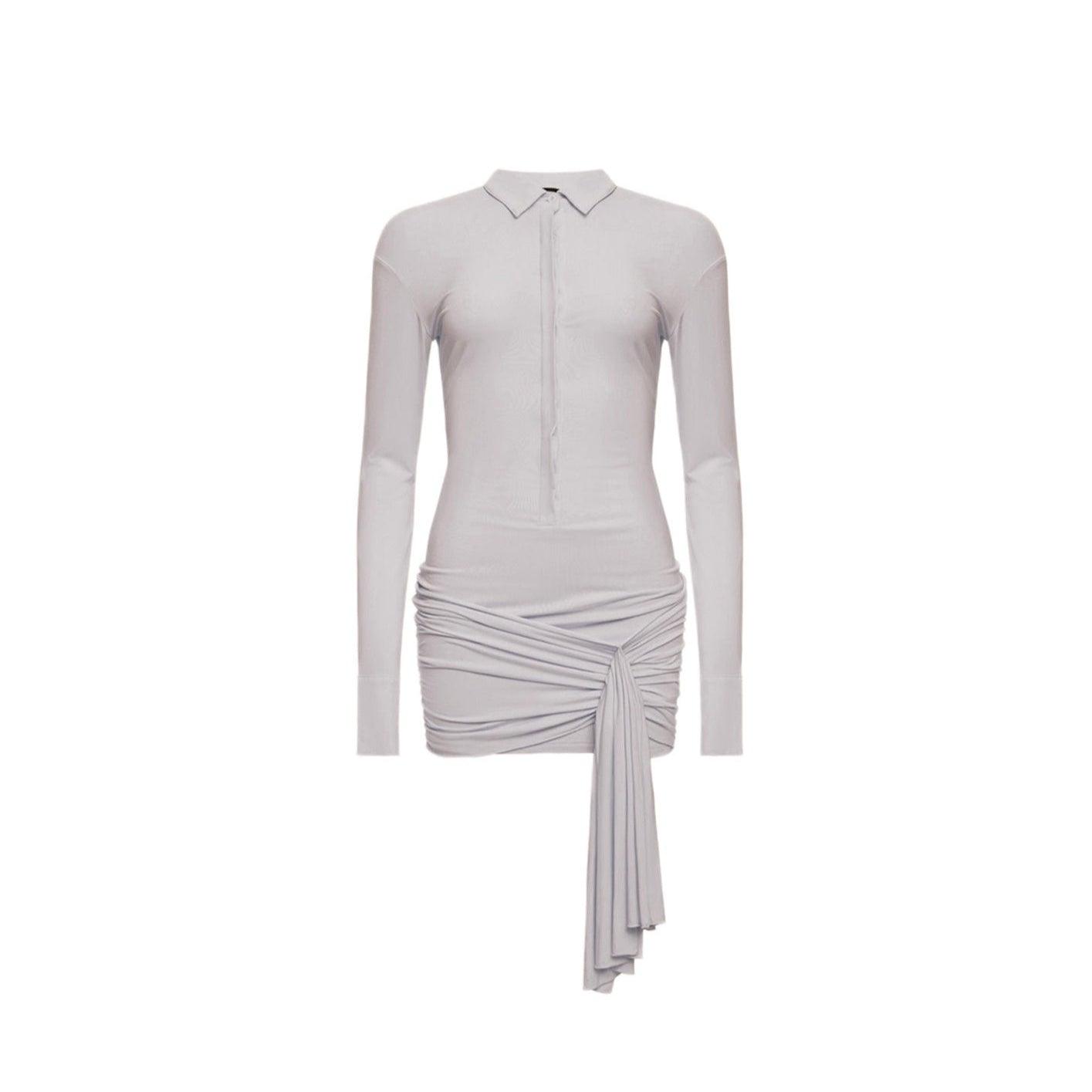 Bets Are Off Long Sleeve Shirt Gray Mini Dress