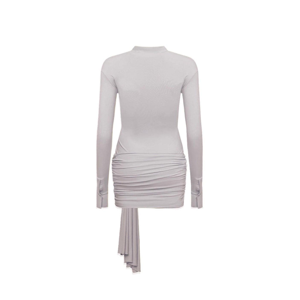 Bets Are Off Long Sleeve Shirt Gray Mini Dress