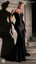 Mystique - Black formal dress, Rhinestone sparkly fitted Mermaid