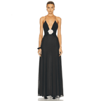 Blossom Bliss Black Backless Maxi Dress