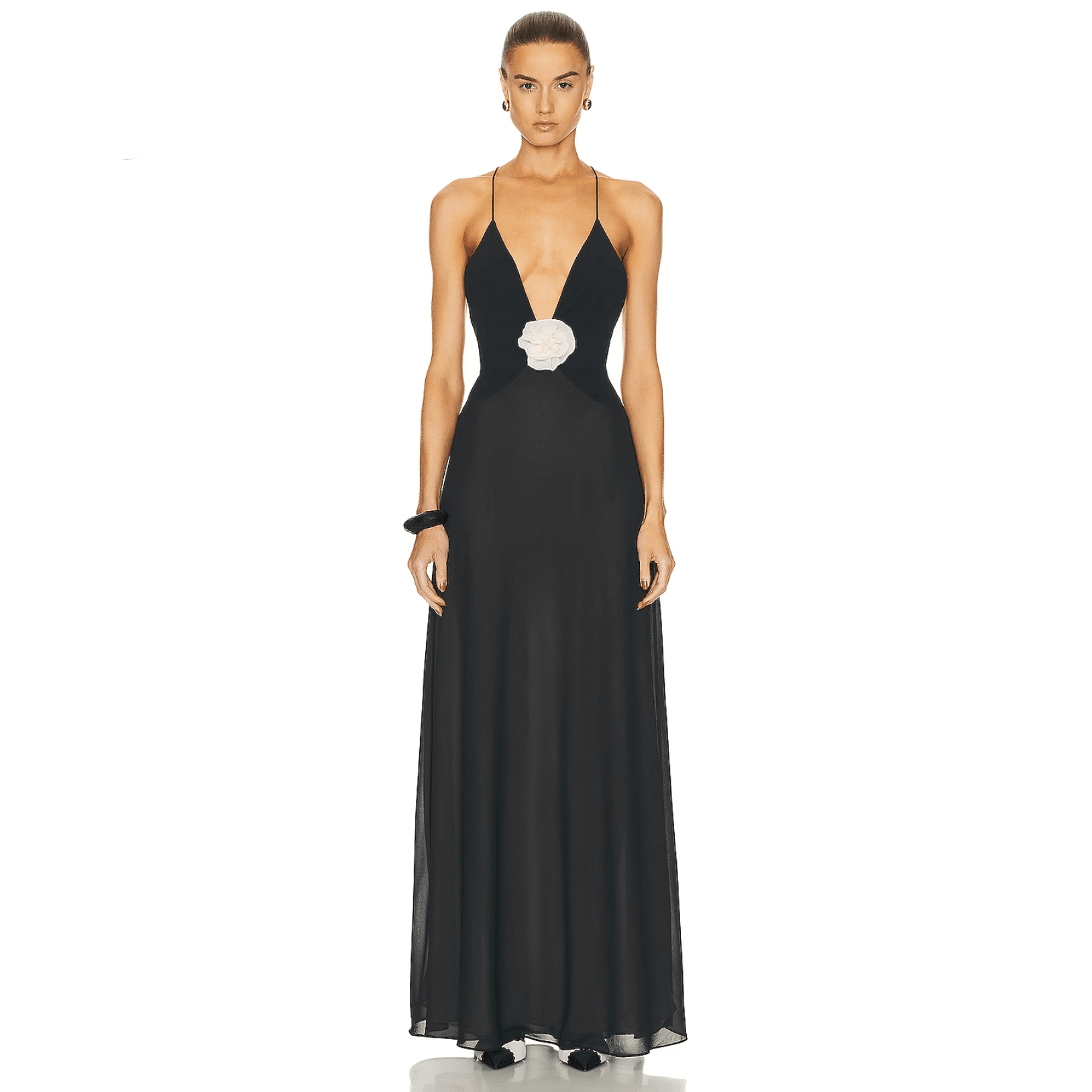 Blossom Bliss Black Backless Maxi Dress