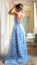 Daydream - Baby Blue Corset Formal Gown with 3D flowers