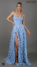 Daydream - Baby Blue Corset Formal Gown with 3D flowers