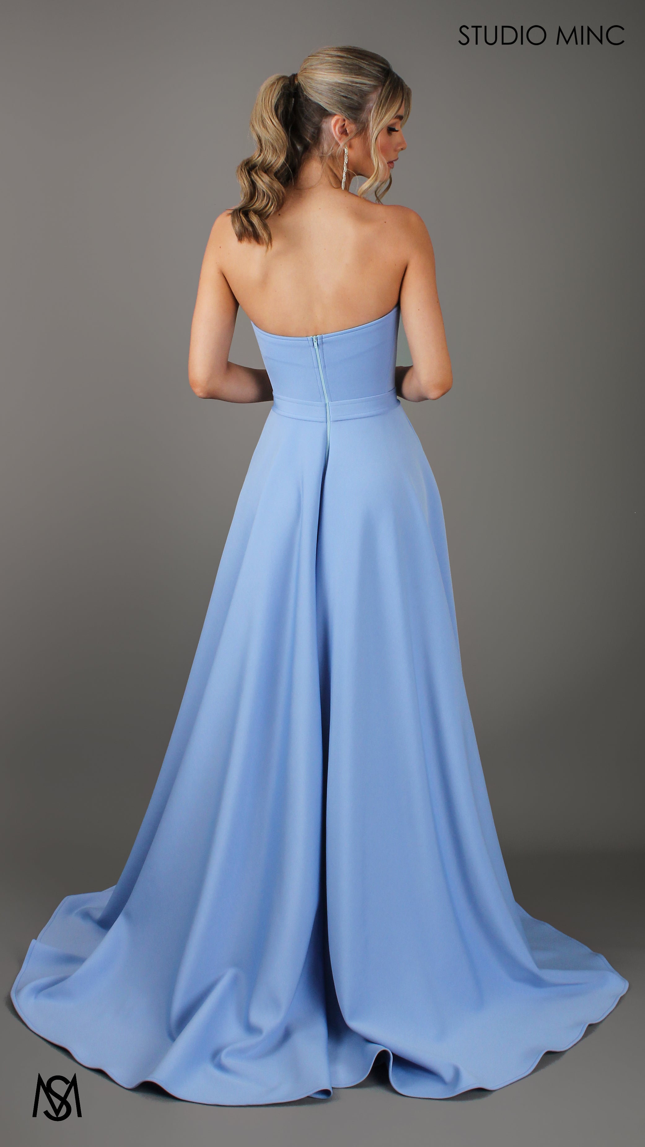 SWEETHEART - Baby Blue Strapless Formal dress with Corset & Full Circle Skirt