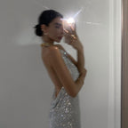 Body Talk Diamond Mesh Silver Mini Dress