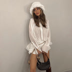 BouChic Pleated Shirt Mini Dress with Floral Belt