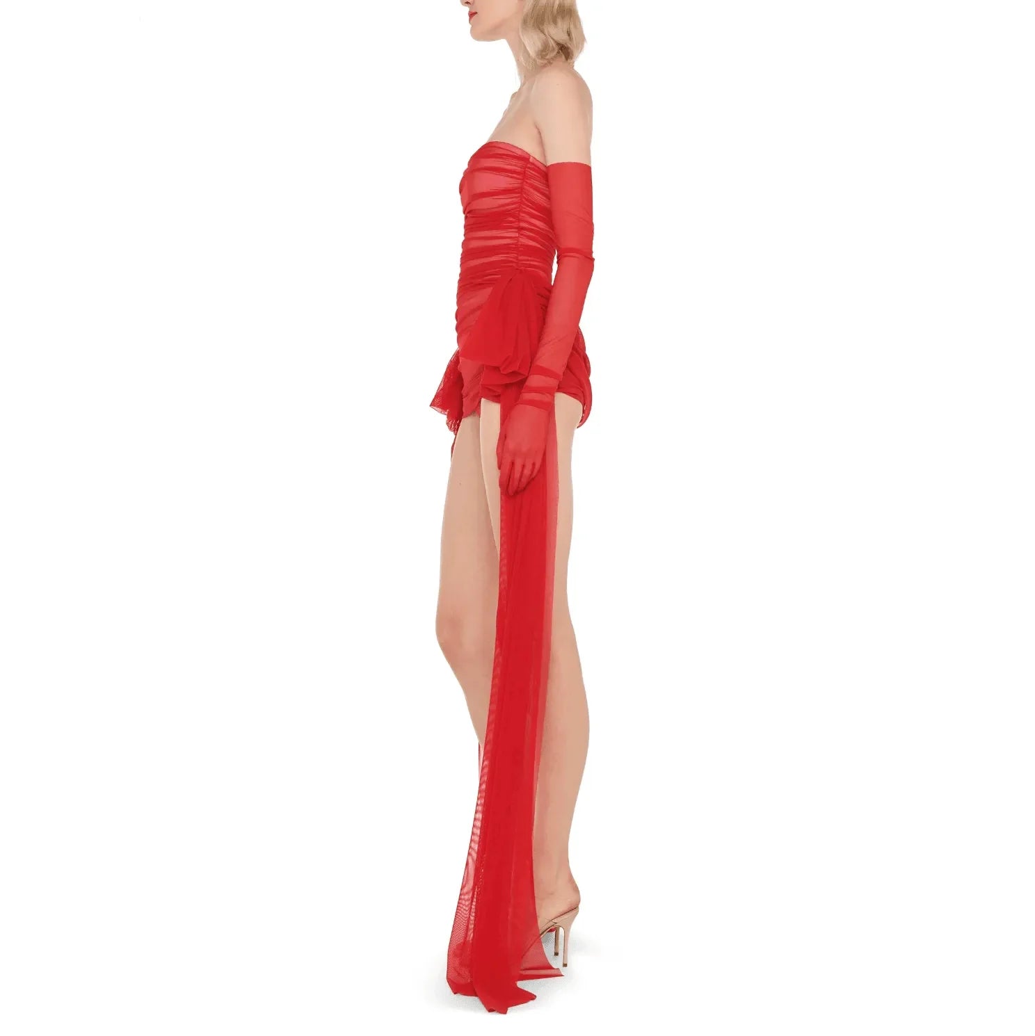 Bring That Energy Red Ruched Mini Dress