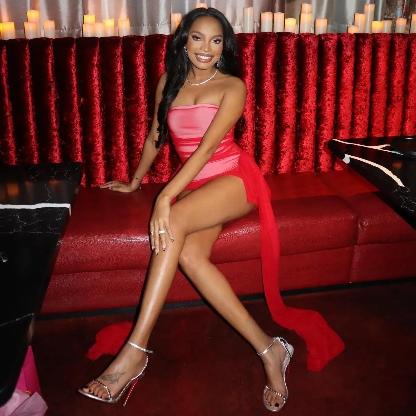 Bring That Energy Red Ruched Mini Dress