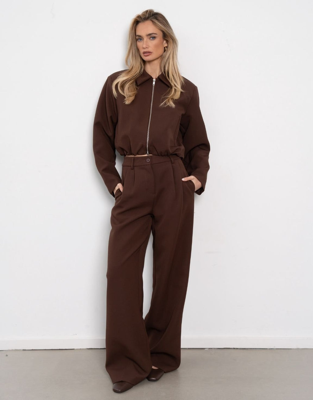 Bruine Premium Wijde - Pantalon