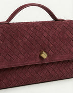 Burgundy Suede Gouden Detail Clutch - Tas