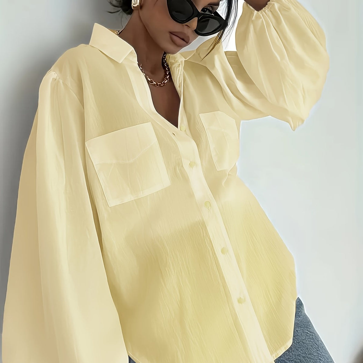 Elegant SemiSheer Button Shirt Summer Comfort