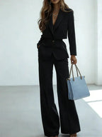 Skye | Cropped Blazer Wide-Leg Trouser Suit Set