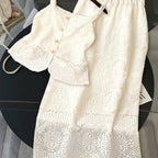 Lace camisole and skirt set from 64b136-1e featuring delicate lace details in a stylish matching outfit.