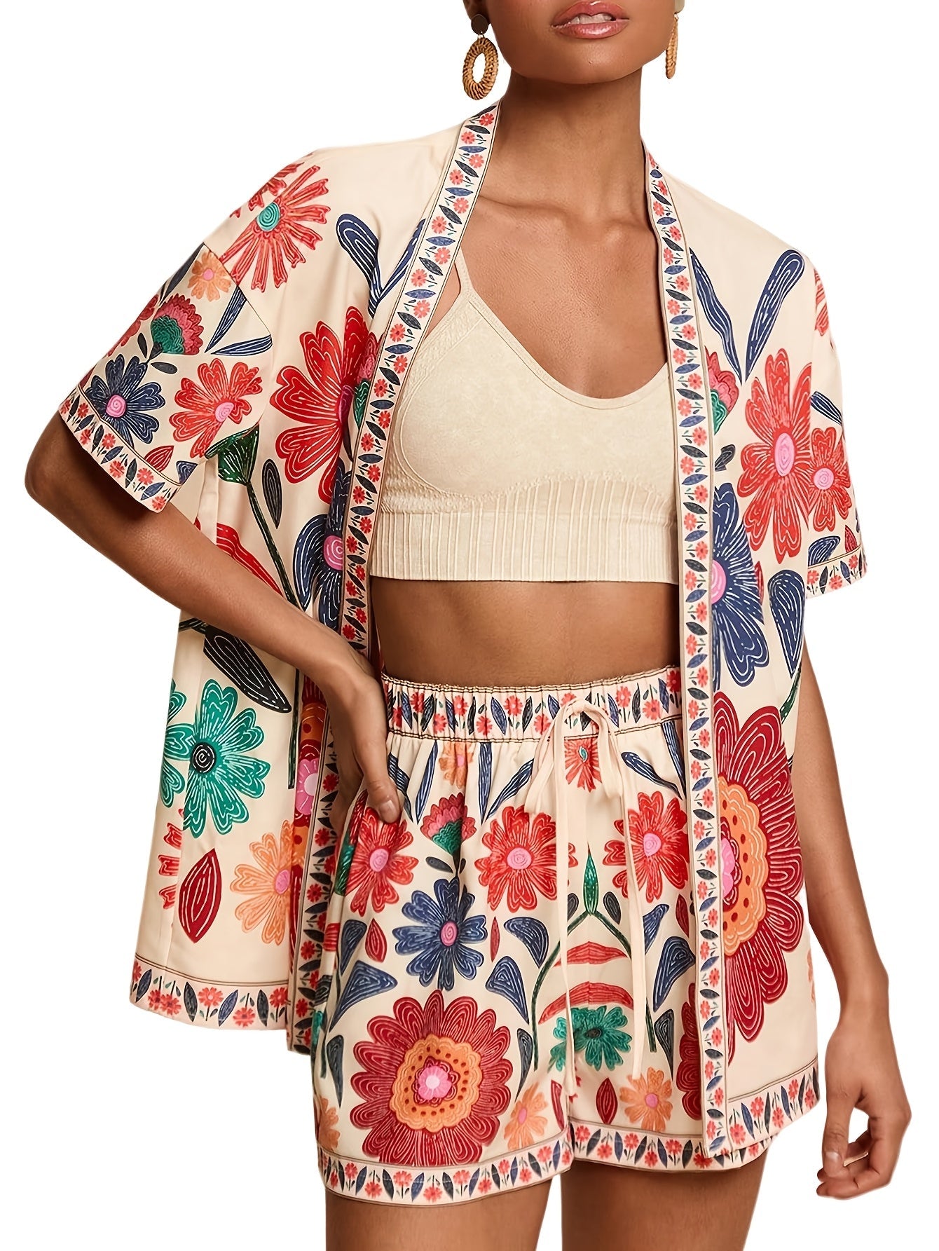 Tropical Breeze Short Sleeve Top  Shorts Set
