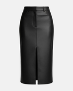 Leather Look Split Skirt
