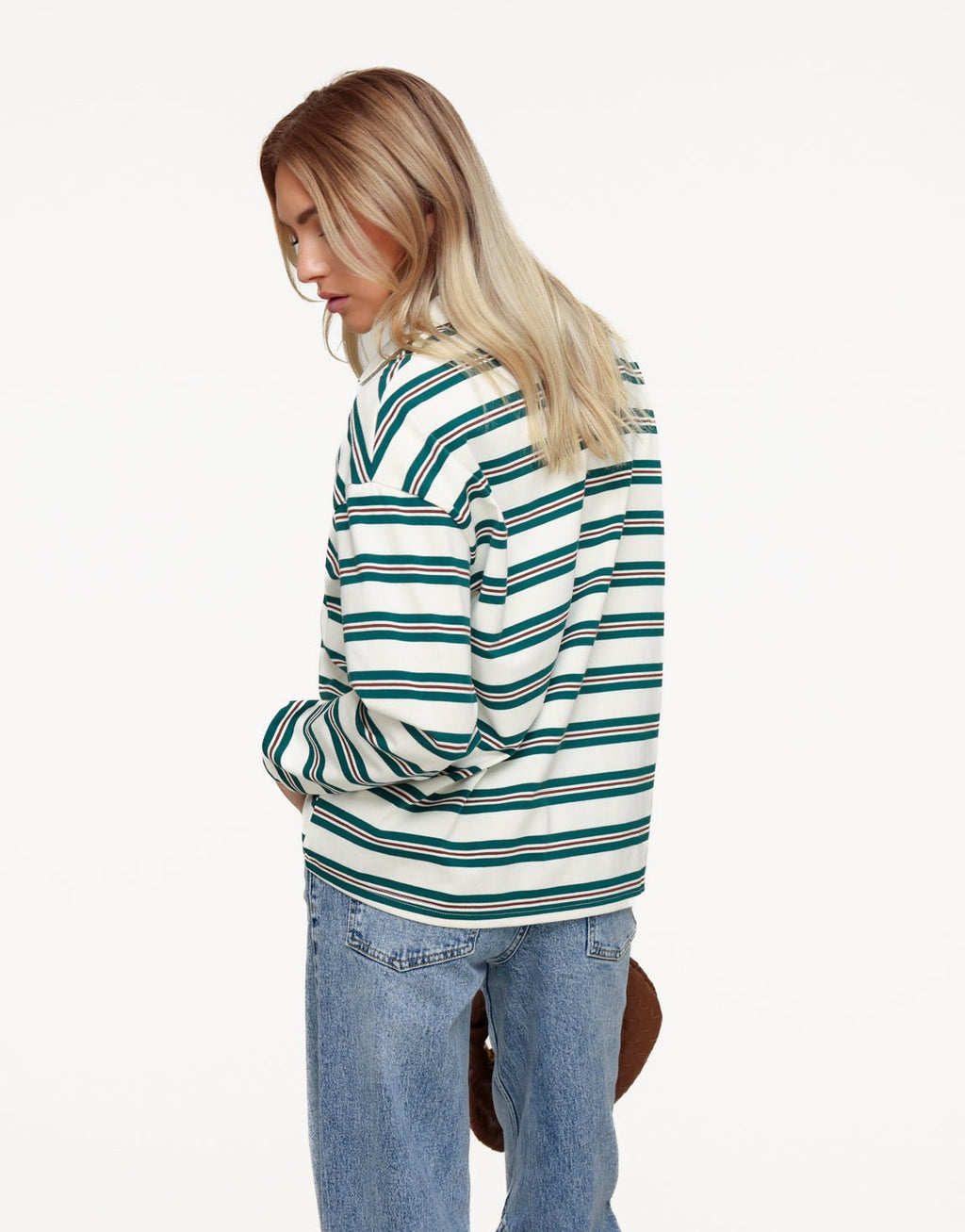 Creme Gestreepte Kraag - T-shirt