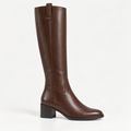 CALM BROWN COWHIDE LEATHER BOOTS