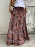 Bohemian Gypsy print elegant summer flow maxi dress from 64b136-1e featuring lightweight fabric and vibrant boho-inspired patterns.