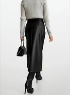 Leather Look Split Skirt