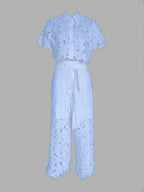 Elegant hollow lace blouse for women by 64b136-1e, featuring intricate lace details and a stylish, feminine top design.