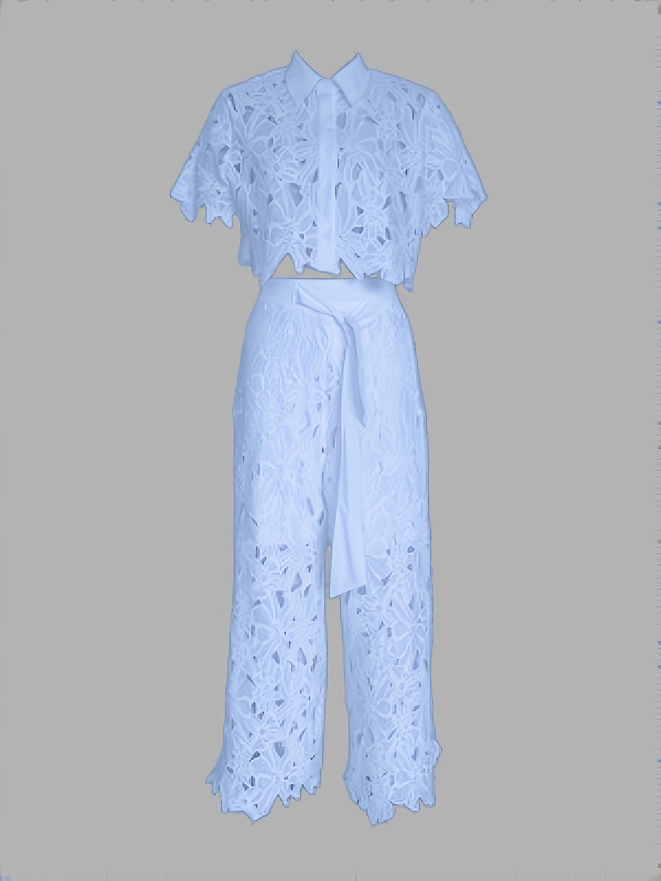 Elegant Hollow Lace Blouse Chic Womens Fashion